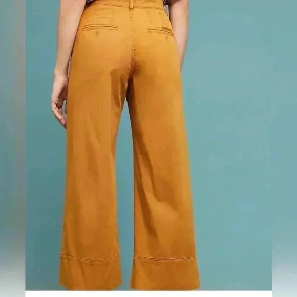Anthropologie Cropped Wide-Leg Chino Pants Size 0 - Picture 2 of 11